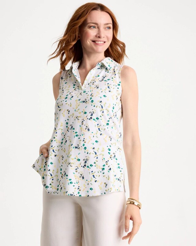 Printed Collared Tunic Tank - image 1